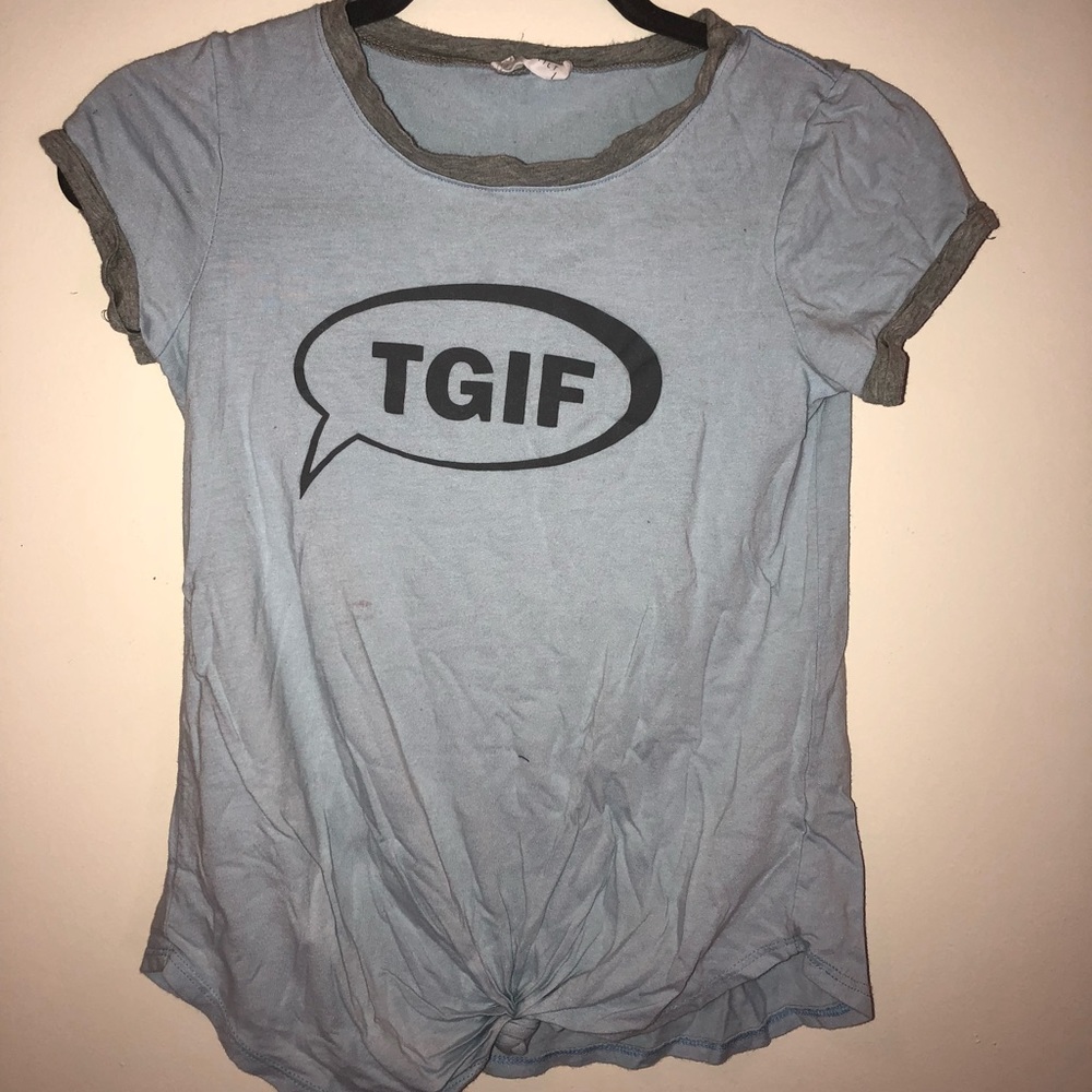 (TGIF) baby blue and gray top